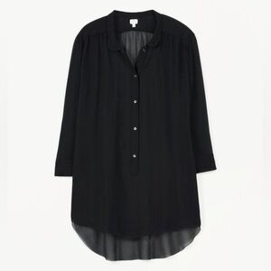 Aritzia Wilfred  Blouse 3/4 Length Sleeve Black Button Front Collared Size XXS